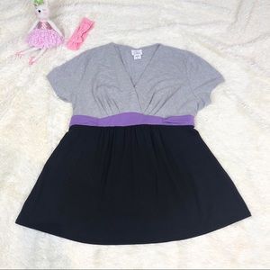 Oh Baby! Color Blocked Baby Doll Tie Back Top SZXL